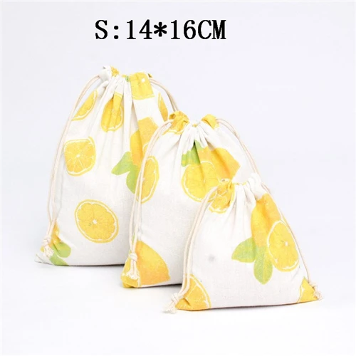 Yellow S 1 шт., фруктовая Хлопковая Сумка на шнурке, женская косметичка для путешествий, косметичка, обувь, органайзер для хранения ткани, сумки, маленький кошелек для монет, карман - Цвет: Yellow S