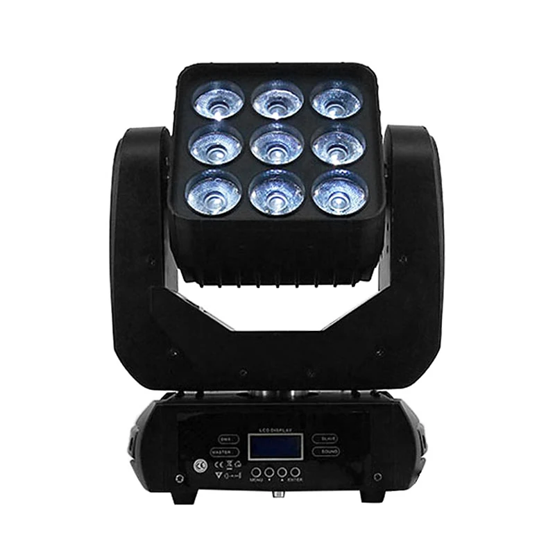 Светодиодный движущаяся головка 9x12 Вт RGBW 4в1 цветное освещение DMX512 для атмосферы диско-DJ музыка вечерние Клубные напольные панели эффект затемнения - Цвет: LED Matrix 9x12w