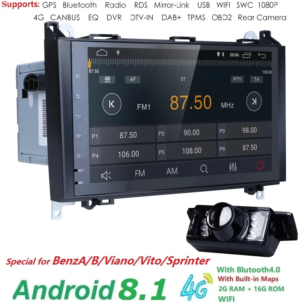 9 &quot2 DIN Авторадио Android 8 1 автомобильный мультимедийный плеер для Mercedes Sprinter Vito W639