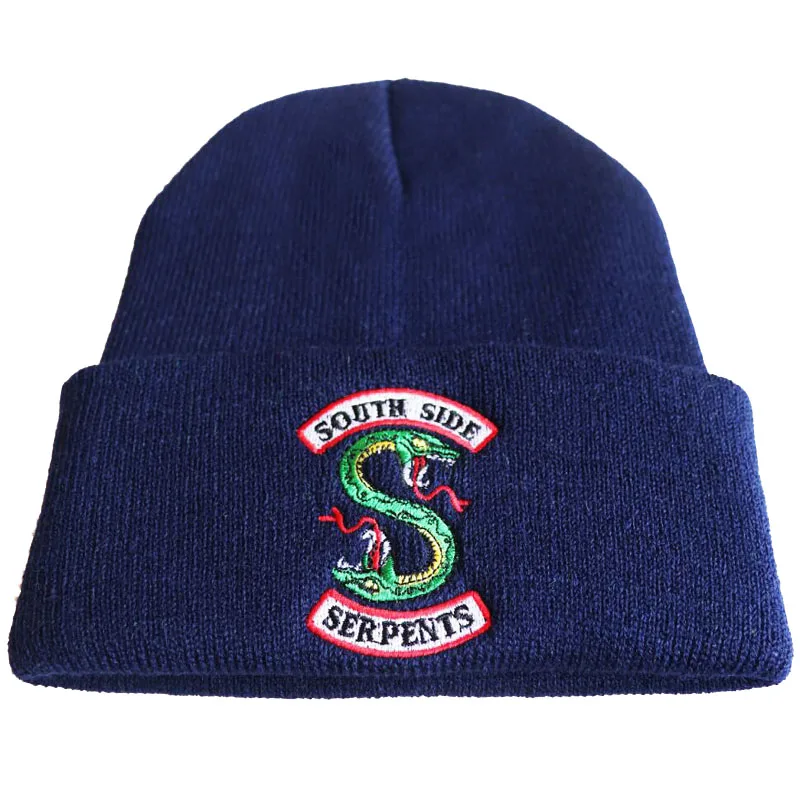 style1 navy Новинка года! Новые шапки-бини ривердейла для мужчин и женщин, змеи, шляпы для косплея, зимние вязаные шапки с вышивкой, Лидер продаж - Цвет: style1 navy