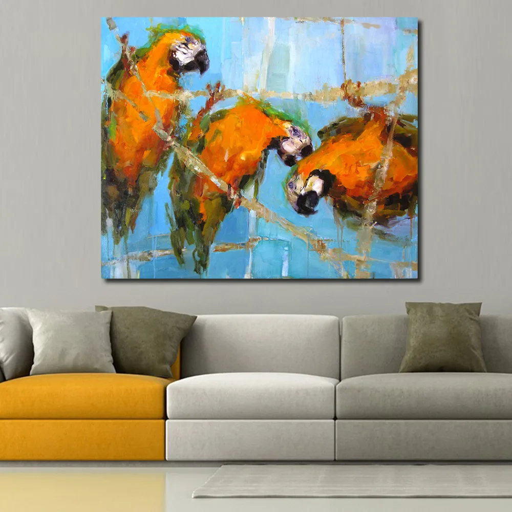 JQHYART Limey Miami Parrot украшение на стену живопись маслом печать холсте картины для