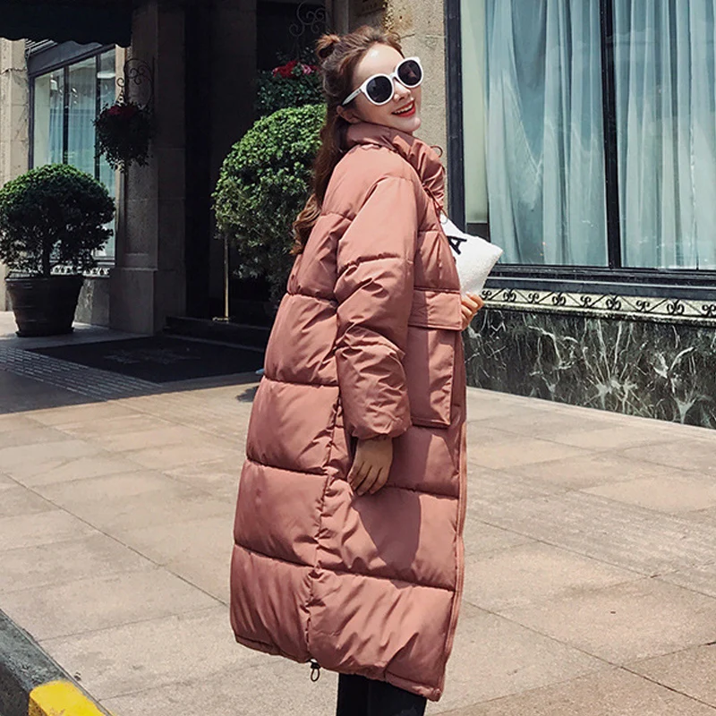 Новое поступление 2019 Женский однотонный тонкий длинный пуховик новый размер для