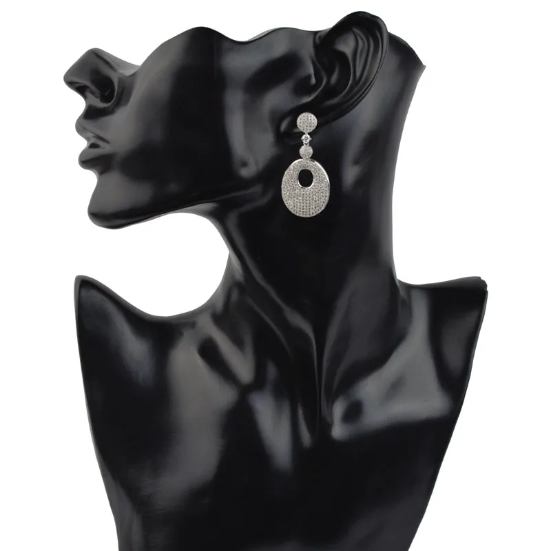 Роскошные micro pave Цирконий длинные висячие серьги для женщин высокого качества AAA