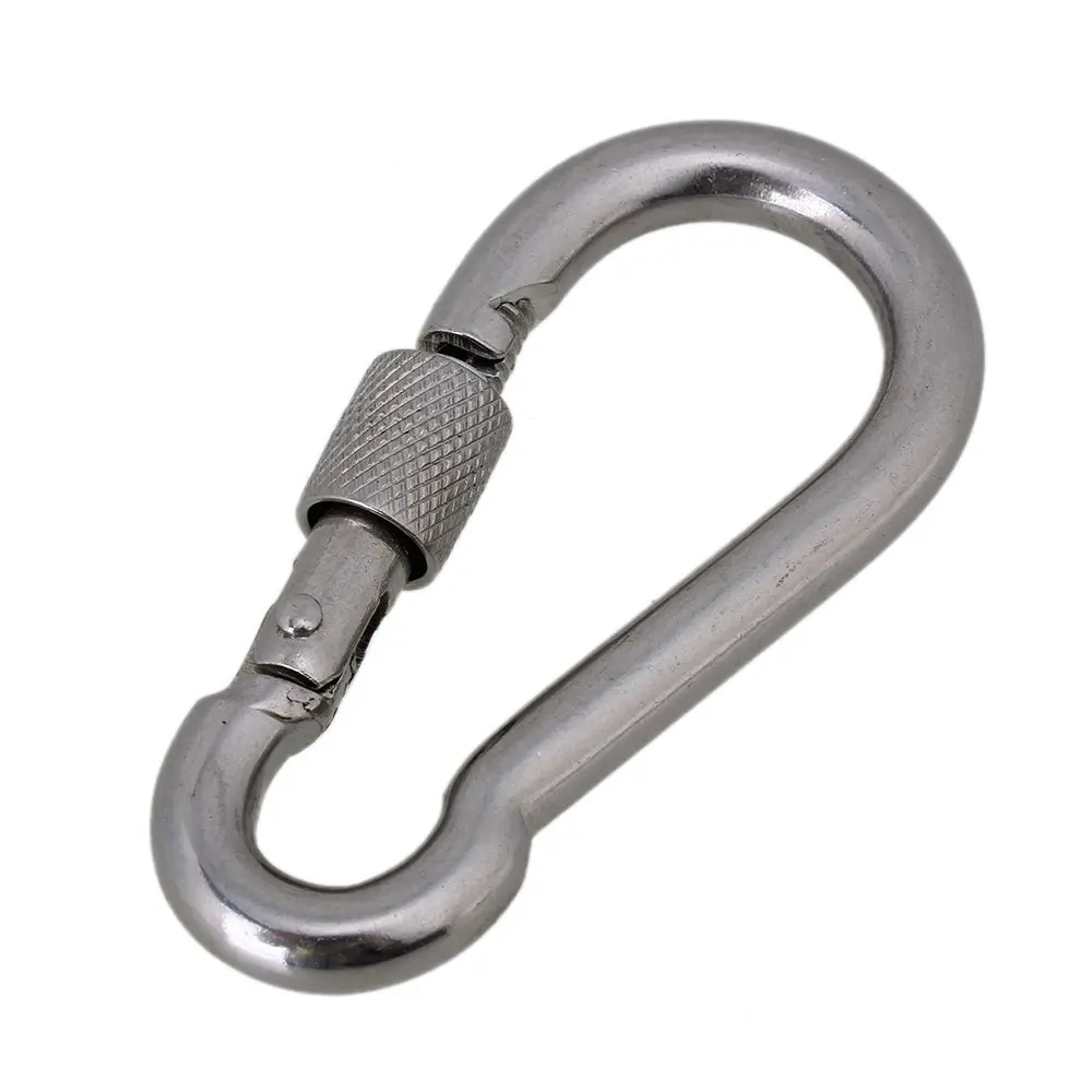 Серебристый сверхпрочный карабин M8 80 мм из нержавеющей стали 304|connector cable|connector