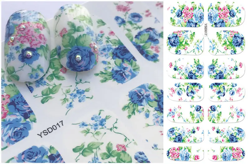 YZWLE 1 лист большой цветок Chry DIY Переводные картинки для ногтей искусство переводные наклейки с водой аксессуары для маникюрного салона