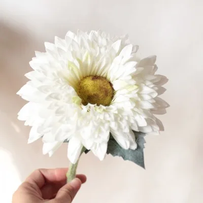 1pc 42CM Long Artificial Sunflower Colorful petals High Quality for Home Wedding Party Decorations Photography Props Gerbera DIY - Цвет: white