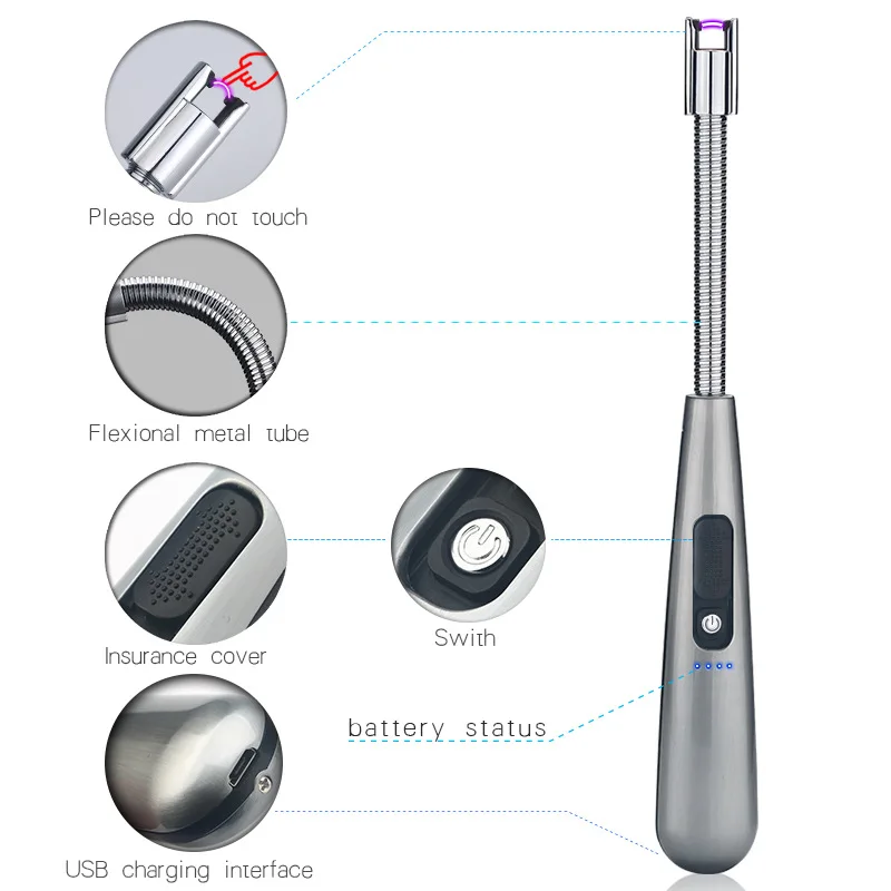 High Quality Portable BBQ Electronic Igniter USB Charging Pulse Plasma Arc Metal Windproof Cigarette Lighter | Дом и сад