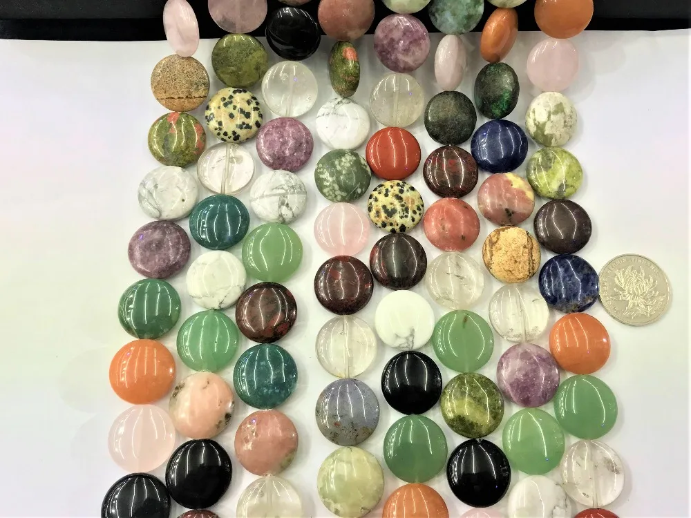 20mm Natural Coin Round Shape Assorted Stones Semi Precious Beads DIY Loose beads Strand 15 inches Wholesale For | Украшения и