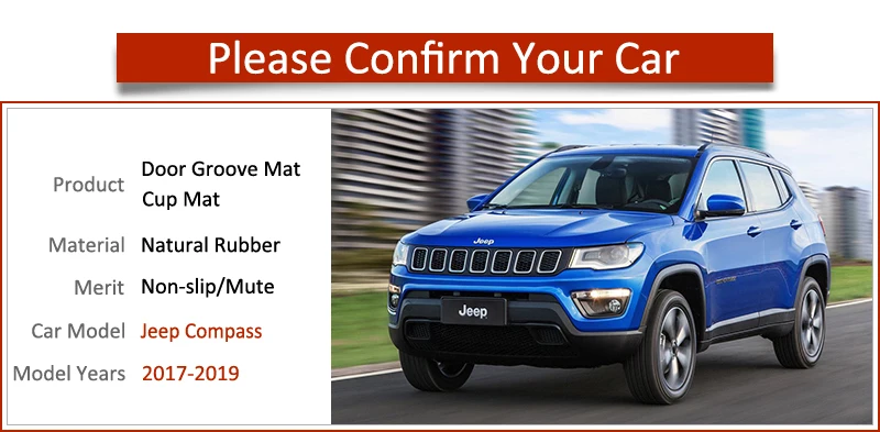 Противоскользящий резиновый коврик для Jeep Compass 2017 2018 MK2 подушка чашки дверные