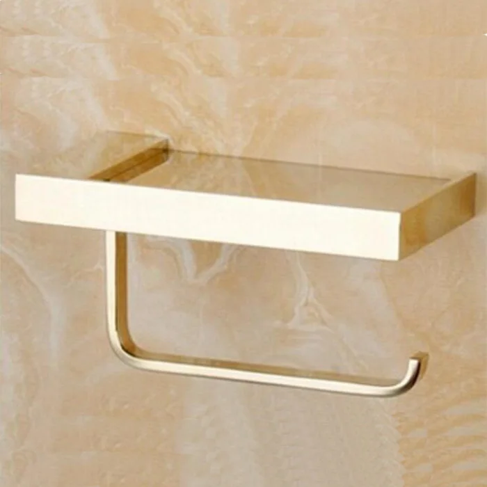 New Arrival Toilet Paper Holder With Phone Shelf Roll Rack Hooks Wall Mounted Copper 4 color | Обустройство дома