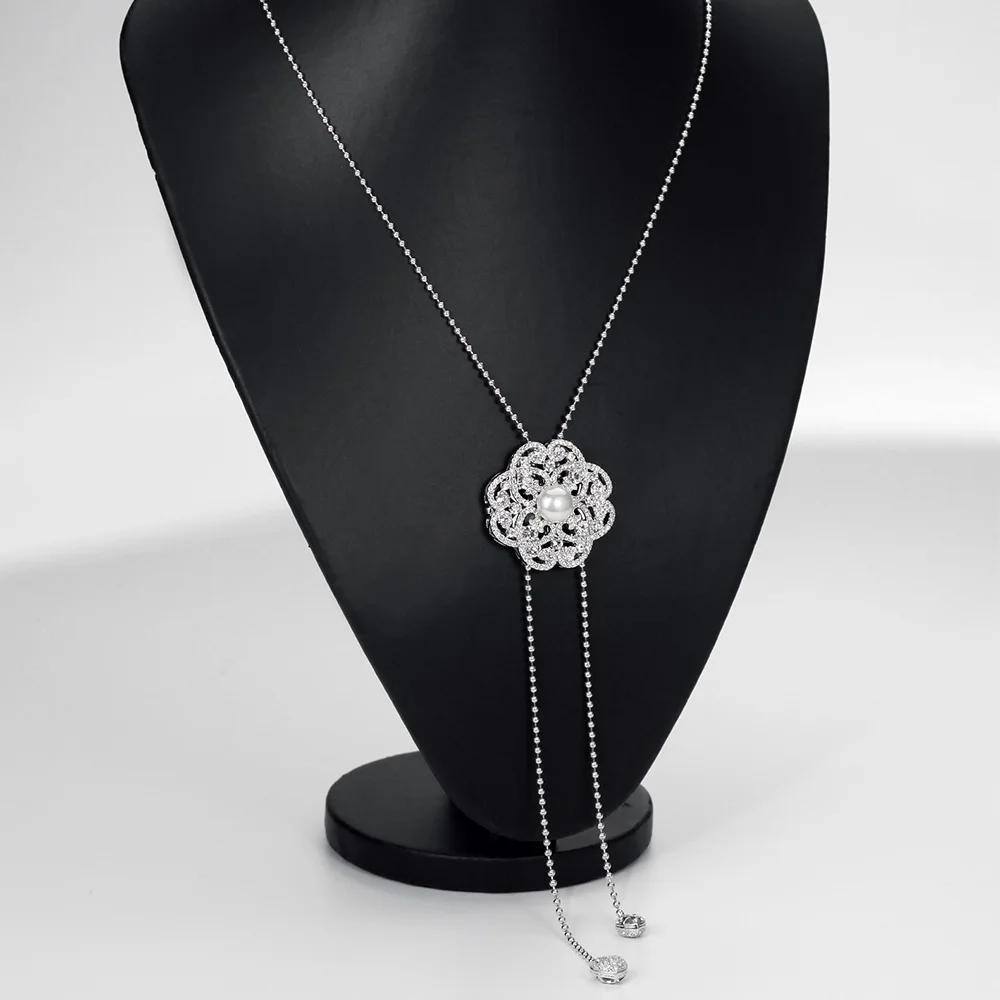 Neoglory австрийская Стразы с имитацией жемчуга модная Длинная цепочка для свитера