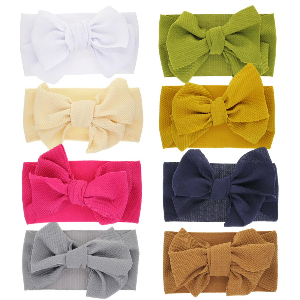 

FASACC New Fashion Big Girl Hair Bow Headband Children Hairband Headdress Textured Fabric Elastic Turban Kids Hair Accessories