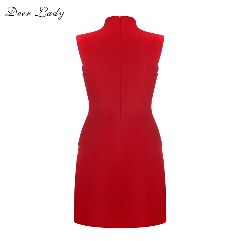 Deer Lady Vestidos Verano 2019 элегантное Красное Облегающее Платье офисное модное платье без
