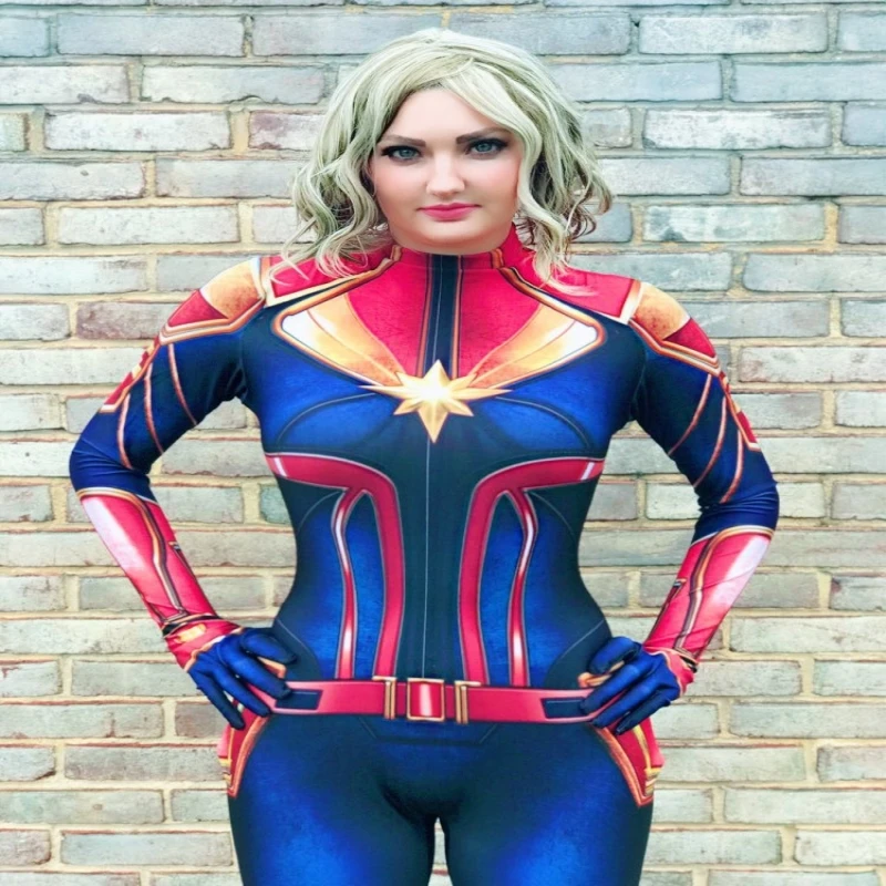 

New 3D Women Girls Movie Version Captain Marvel Carol Danvers Cosplay Costume Zentai Superhero Bodysuit Suit Jumpsuits