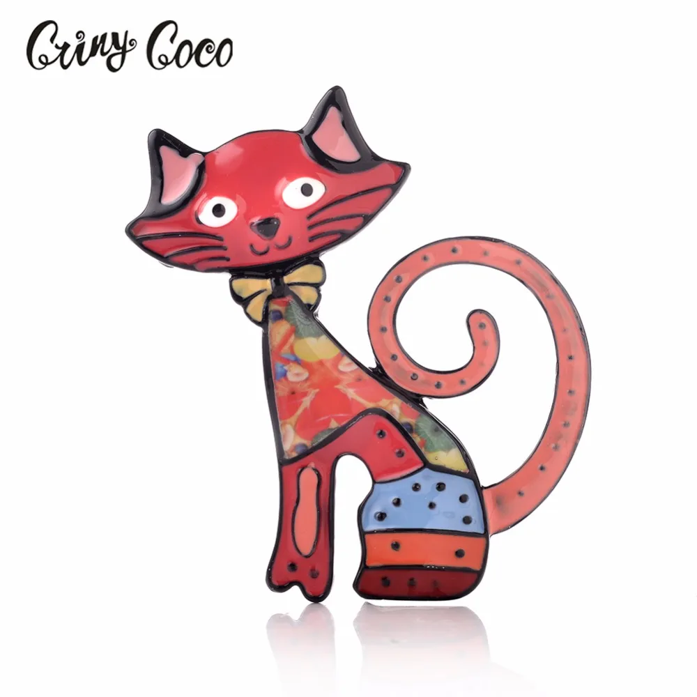 Яркая эмалированная брошь в виде кошки Cring CoCo булавки для мужчин и женщин броши
