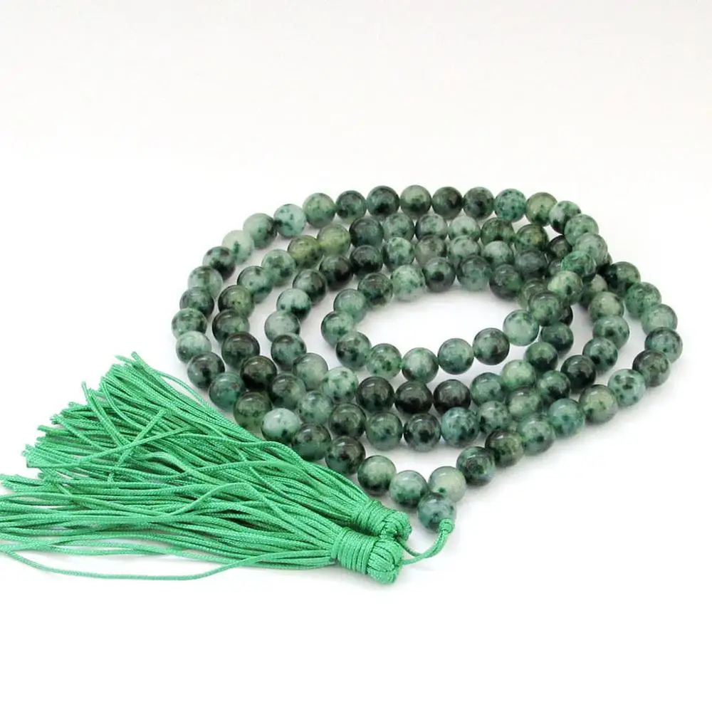 

HOT 8mm Tibet Buddhist 108 Selling Jadeite Prayer Beads Mala Necklace AAA