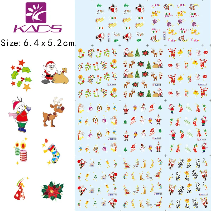 KADS 11Sheet/SET Christmas Series nail sticker water transfer Decal nail art stickers for nails christmas decorations on nails