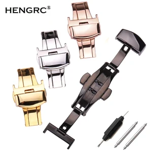 Ремешок из нержавеющей стали 316L для наручных часов, браслет с застежкой-бабочкой двойного раскрытия, 16 18 20 22 24 мм, аксессуары