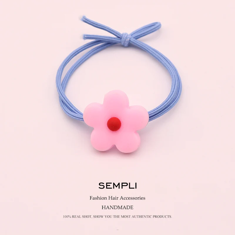 Pink Sempli корейский маленький свежий нейлон Высокая резина для женщин эластичные резинки для волос Ins милый Декор в виде головки подсолнечника веревка аксессуары для волос Резина - Цвет: Pink
