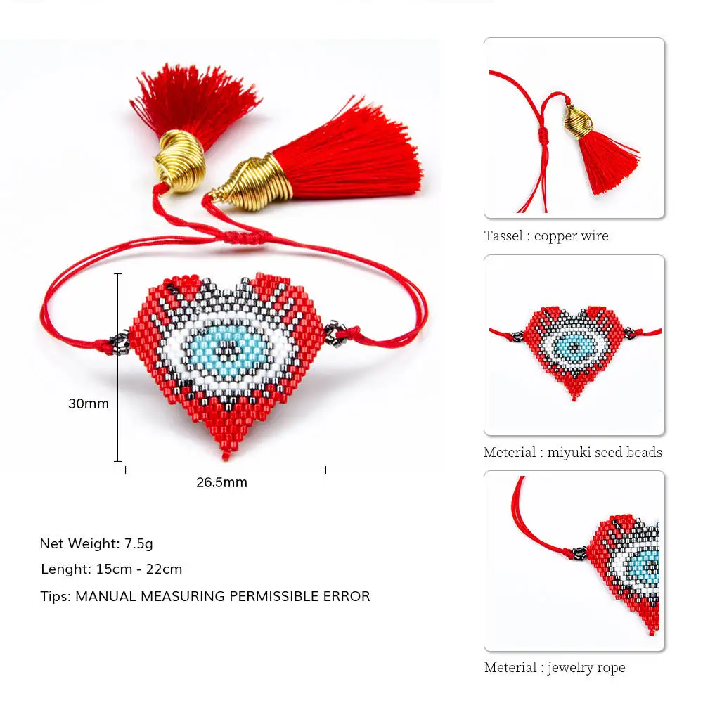 Go2boho MIYUKI браслет Турецкий Дурной глаз браслеты ювелирные изделия Красное золото сердце любовь браслеты для женщин Delica бусы Bileklik подарок