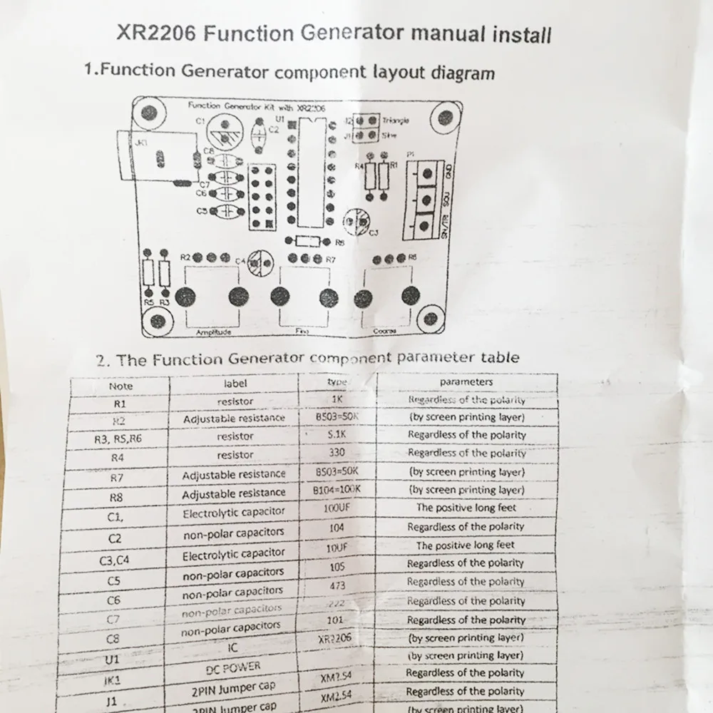 XR2206 функциональный генератор сигналов DIY Kit синус/треугольник/квадратный выход 1
