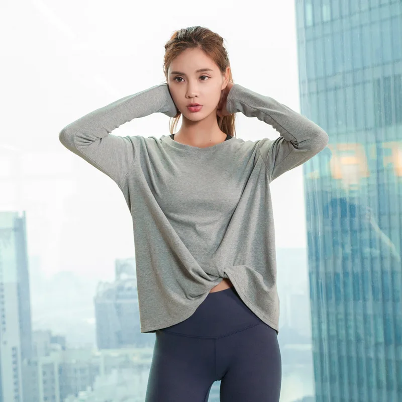 Женская Спортивная футболка с длинным рукавом оранжевая черная серая для