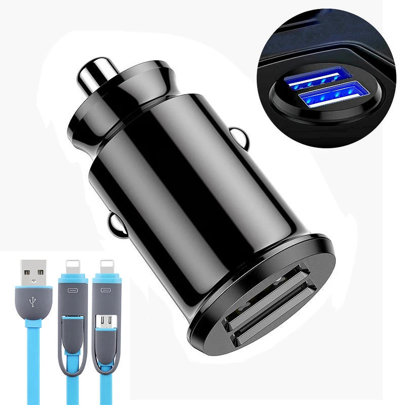 Автомобильное зарядное устройство с двумя USB портами мобильный телефон А 12 24