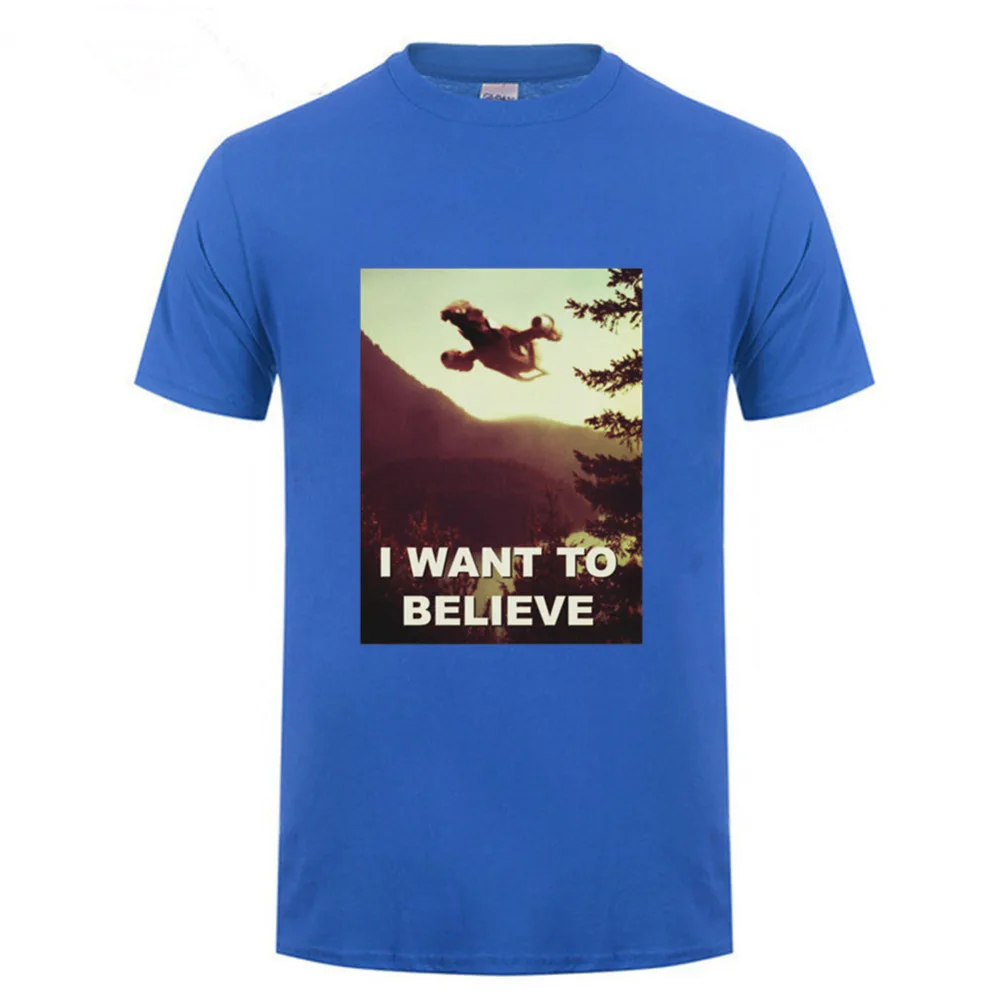 2018 забавная графическая хлопковая футболка с надписью I Want To Believe Aliens X file для