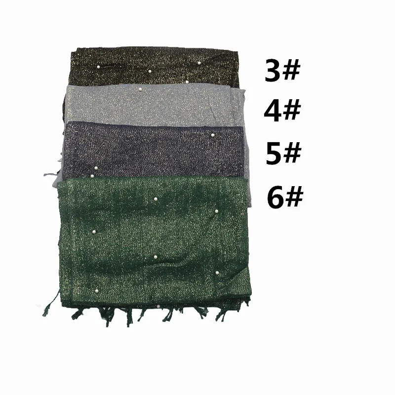 Модный золотой блестящий шарф с жемчугом дизайнерская шаль кисточка мягкие