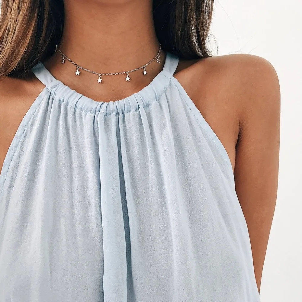 2018 Новый Boho Для женщин чокер золотая Серебряная цепочка Ожерелье-чокер со