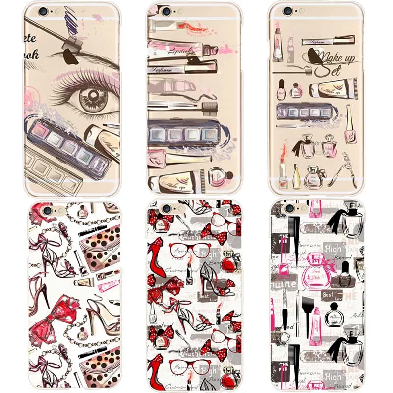 Мода Макияж Чехол Для Телефона для iPhone 6 s Plus Fundas Мягкий силиконовый Прозрачный
