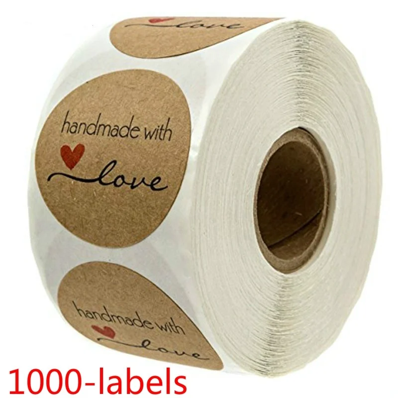 500 шт Свадебные украшения из натурального крафт-бумаги ручной работы с любовью наклейки s самоклеящиеся этикетки наклейки для стен Детские Вечерние