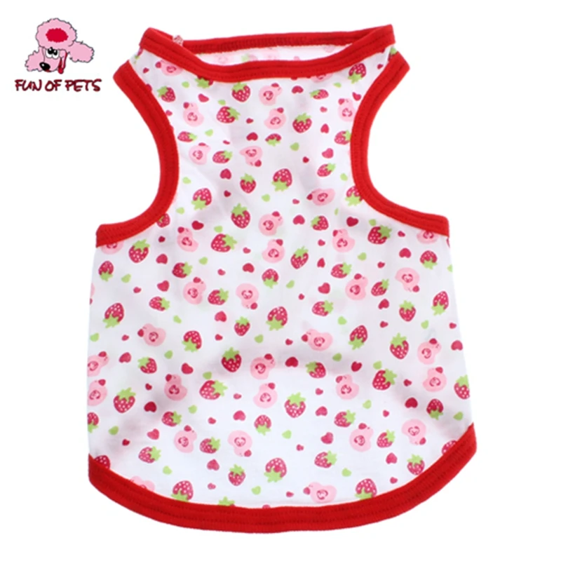 2017 клубники и Дональдом Даком тянущиеся хлопковые жилет для собак (XS L) белый