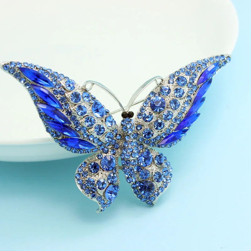 Большая брошь бабочка букет австрийская Хрустальная булавки коралловый большой