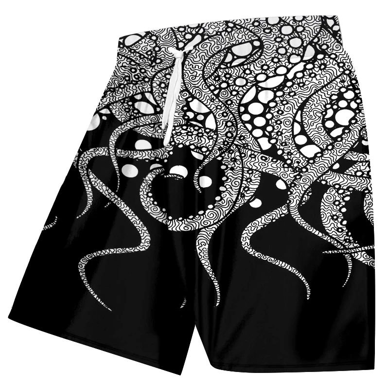 Шорты бермуды OGKB мужские до колена крутой принт Осьминог 3d доска боксеры для