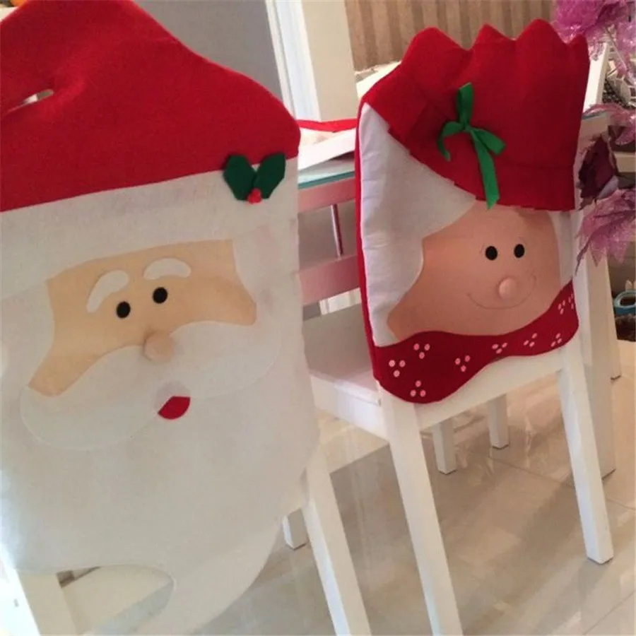 

Mr and Mrs Christmas Kitchen Chair Covers Santa Claus Christmas Decoration For Hotel Restaurant Dinner Chair Decor gift 1pc/2pcs