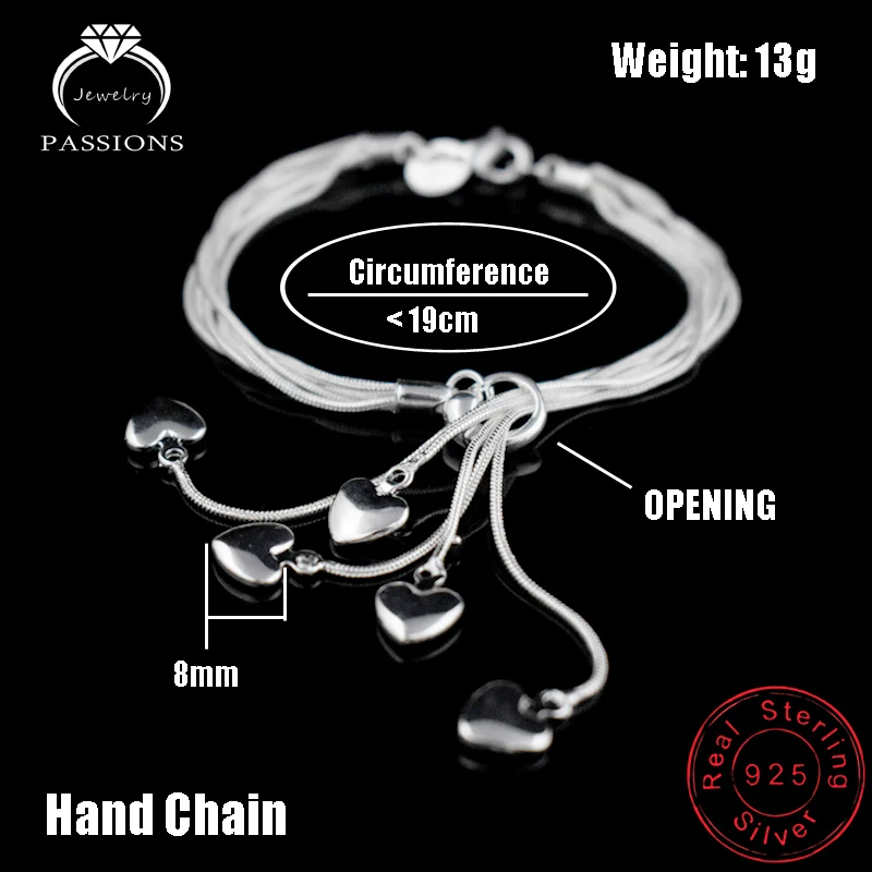 Hot Fashion 925 Sterling Silver Multilayer Long Tassel Love Heart Maxi Pendant Necklace Bracelet Jewelry Set Women Luxury Gift | Украшения