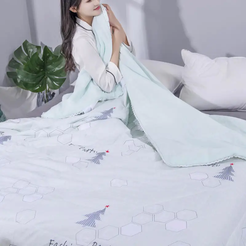 Leaf Pattern Soft Skin-friendly Summer Duvet Washed Cotton Thin Quilt Children Adults Duvet Pillowcase Wholesale(200x230cm - Цвет: 8