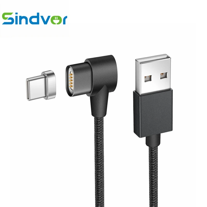 Sindvor USB Type C L нейлоновая оплетка Магнитный зарядный кабель для передачи данных Huawei
