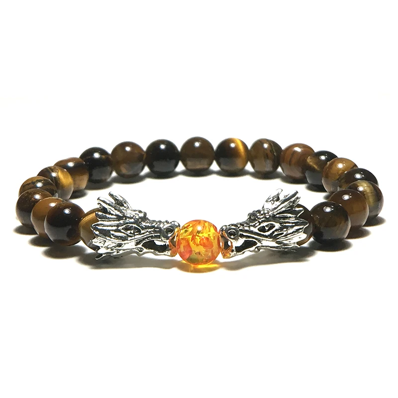 Punk Vintage Dragon Male Bracelets Natural Lava/Turquoises/Tiger eye Braslet For Men Accessories Camping Jewelry Erkek Bileklik | Украшения