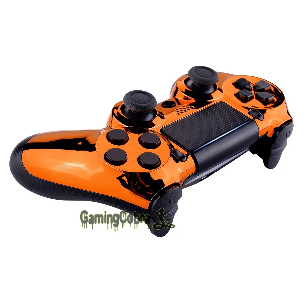 Хром Оранжевый Edition спереди Корпус в виде ракушки задняя крышка для PS4 тонкий PS4 Pro контроллер JDM-040 JDM-050 JDM-055