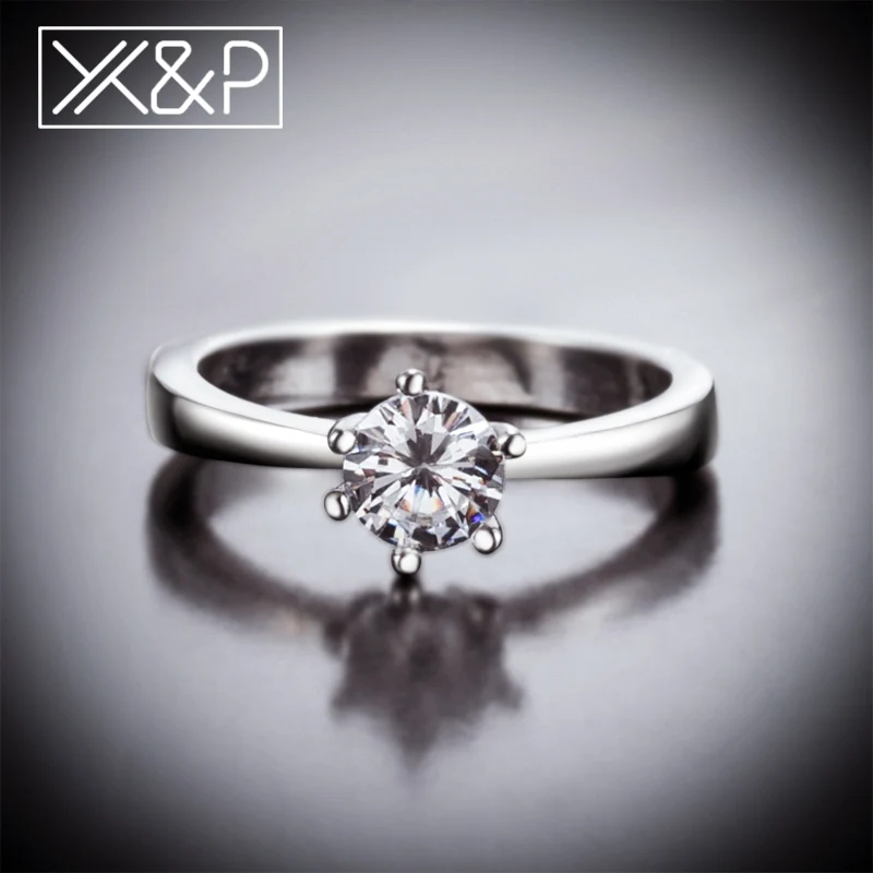 X& P, модные классические обручальные кольца с 6 когтями AAA, белым кубическим цирконием для женщин, женские Свадебные обручальные кольца, женские кольца, ювелирные изделия