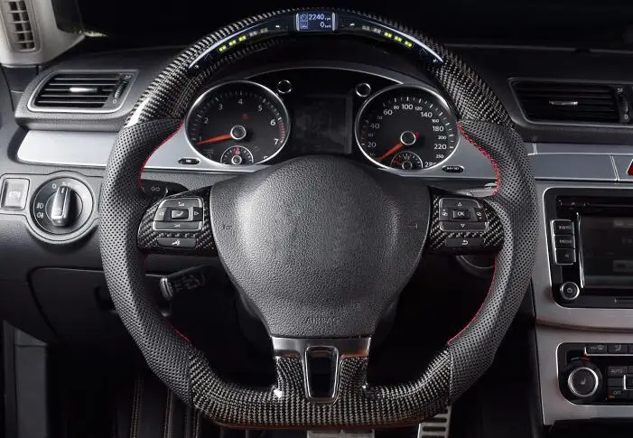 Для Volkswagen R line Golf POLO руль из углеродного волокна со светодиодом|Рулевые колеса и