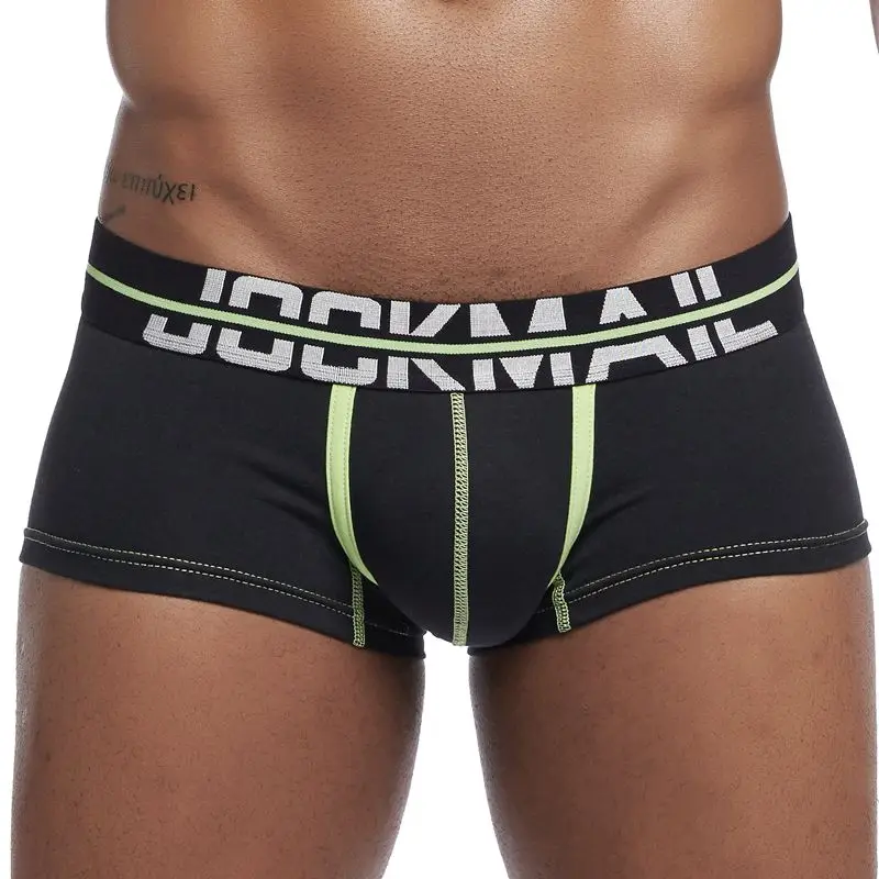 Черный JOCKMAIL, модное мужское нижнее белье, боксеры, шорты, трусы, хлопок, сексуальное мужское нижнее белье, боксеры, u-выпуклые мужские трусы, мужские трусы для геев - Цвет: Черный