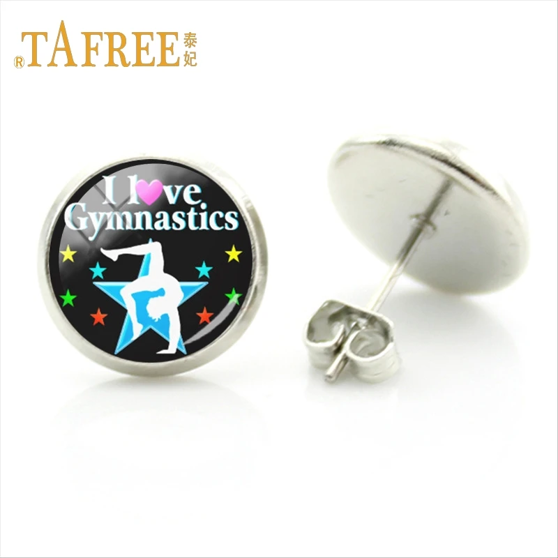 Изящные серьги-гвоздики TAFREE с изображением балерины студенческие
