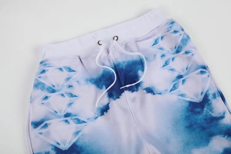 2016 3DPrint new trousers Hip Hop Pants blue sky and white cloud casual pants | Мужская одежда