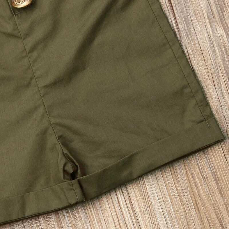 Модная новинка шорты для маленьких девочек с металлическими пуговицами твердый