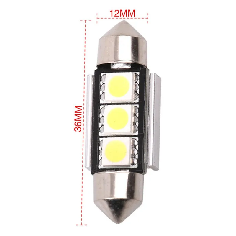 5pcs 5050 36mm 3SMD LED double-tip lamp compartment decoding width light reading 12v bulbs for cars white | Автомобили и