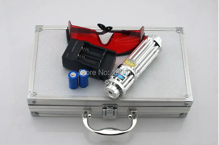 

Strong power Military 300W 300000m 450nm Blue laser pointers Flashlight Light Burning match/candle/black/Burn cigarettes+Glasses