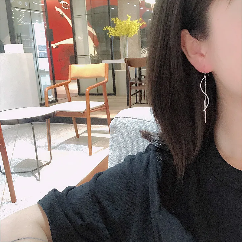 Flyleaf простая лента бусы волна Висячие серьги для женщин Настоящее серебро 925